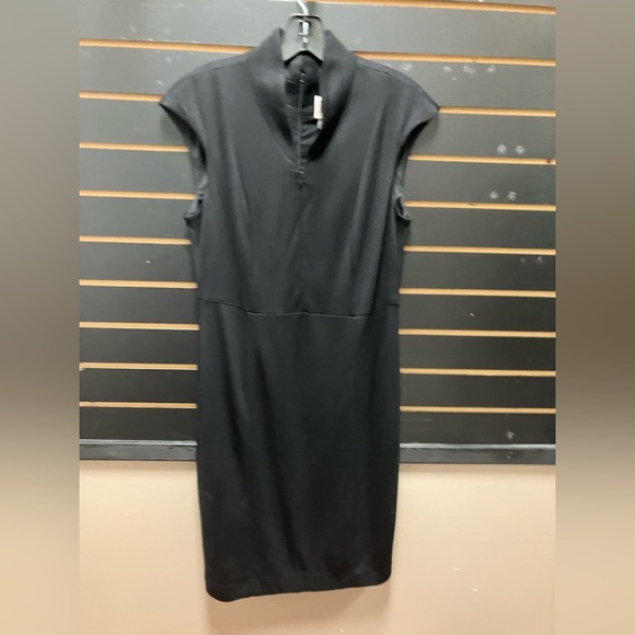 Anne Klein Black Sheath Midi Dress with Mock Neck - Picture 1 of 3